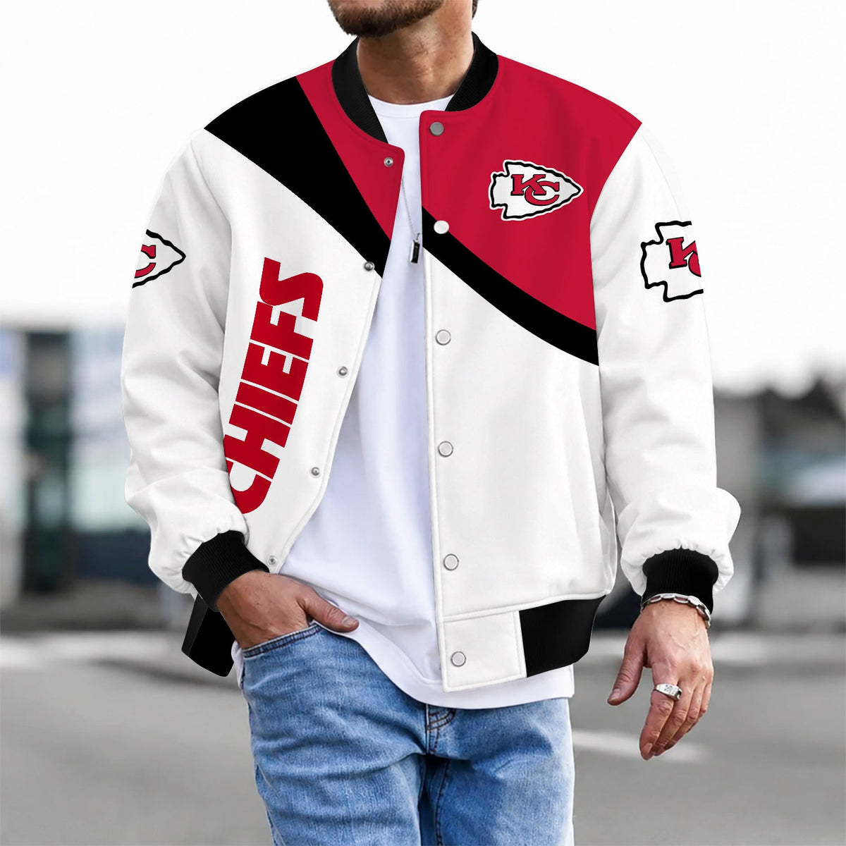 [SPECIAL OFFER] NEW CUSTOMIZED NFL01 KCC KANSAS CITY CHIEFS SATIN VARSITY & BASEBALL JACKET