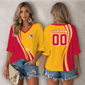 [SPECIAL OFFER] NEW CUSTOMIZED NFL01 KCC KANSAS CITY CHIEFS WOMEN'S HEART V-NECK LONG SLEEVE SHIRT