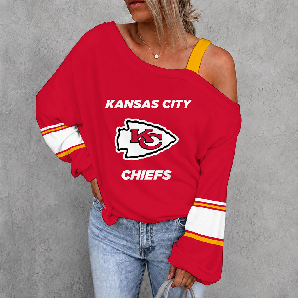 [SPECIAL OFFER] NEW CUSTOMIZED NFL01 KCC KANSAS CITY CHIEFS WOMEN'S OFF-SHOULDER LONG SLEEVE SHIRT