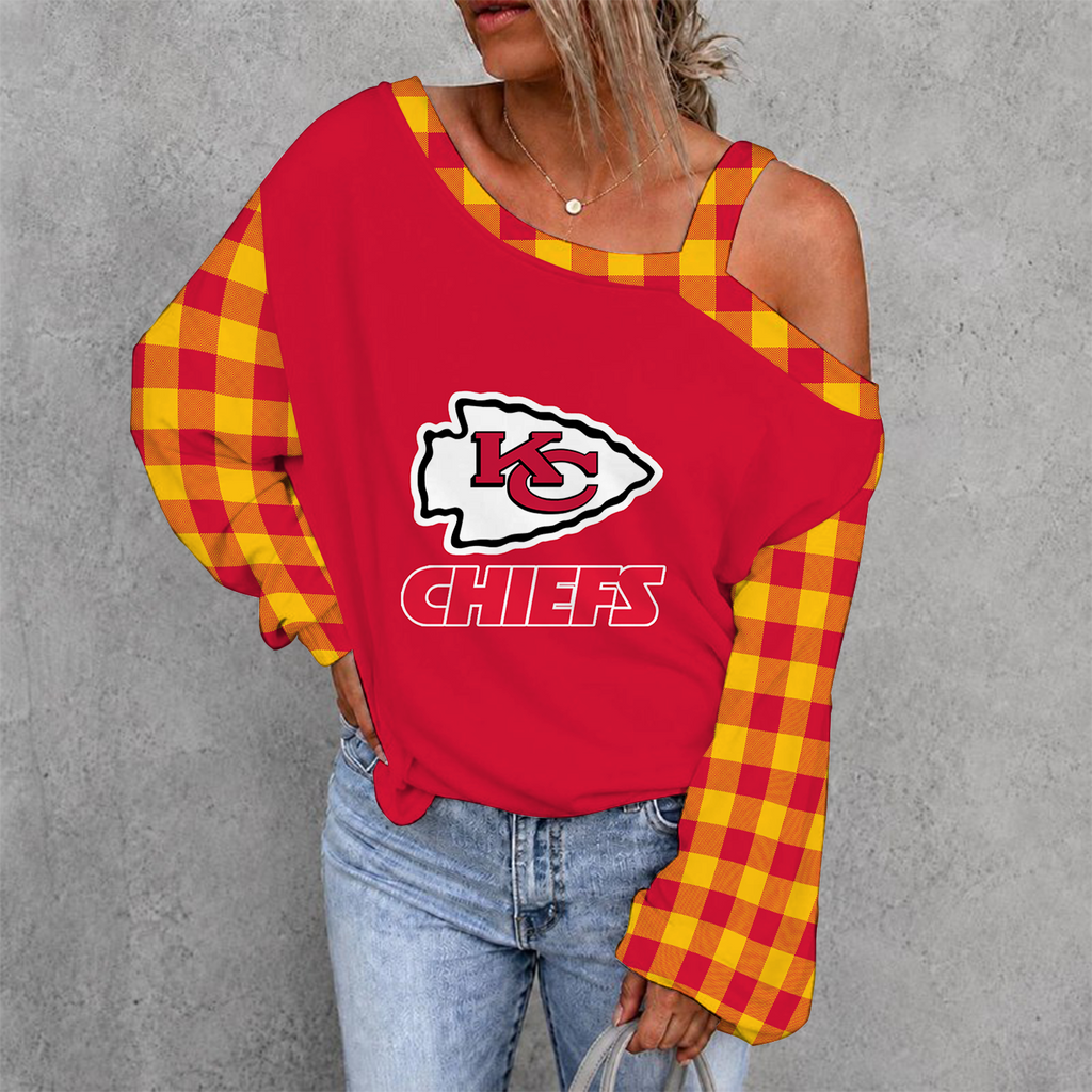 [SPECIAL OFFER] NEW CUSTOMIZED NFL01 KCC KANSAS CITY CHIEFS WOMEN'S OFF-SHOULDER LONG SLEEVE SHIRT
