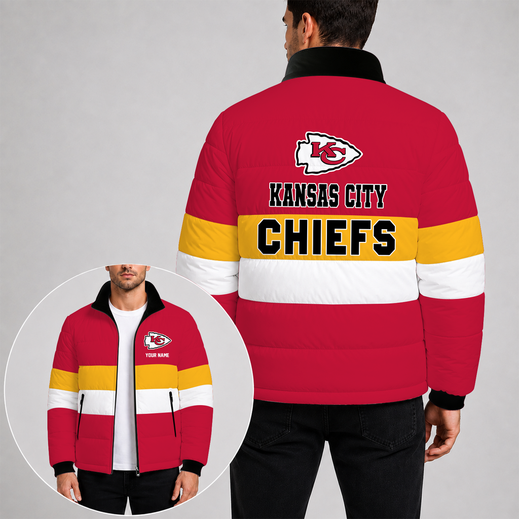 [SPECIAL OFFER] NEW CUSTOMIZED NFL01 KCC KANSAS CITY CHIEFS PUFFER JACKET
