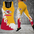 [SPECIAL OFFER] NEW CUSTOMIZED NFL01 KCC KANSAS CITY CHIEFS HOLLOW TANK TOP & LEGGINGS SET