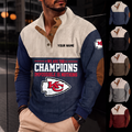 [SPECIAL OFFER] NEW CUSTOMIZED NFL01 KCC KANSAS CITY CHIEFS BUTTON SWEATSHIRTS STAND COLLAR