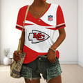 SPECIAL OFFER] NEW CUSTOMIZED NFL01 KCC KANSAS CITY CHIEFS V-NECK FEMALE SHIRT
