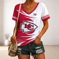 [SPECIAL OFFER] NEW CUSTOMIZED NFL01 KCC KANSAS CITY CHIEFS V-NECK FEMALE SHIRT