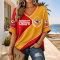 [SPECIAL OFFER] NEW CUSTOMIZED NFL01 KCC KANSAS CITY CHIEFS WOMEN'S HEART V-NECK LONG SLEEVE SHIRT