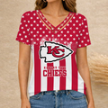 [SPECIAL OFFER] NEW CUSTOMIZED NFL01 KCC KANSAS CITY CHIEFS V-NECK SHIRT