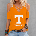 [FAN FAVORITE] NEW CUSTOMIZED NCAA FBS01 TNV TENNESSEE VOLUNTEERS CRISS CROSS V-NECK TOP
