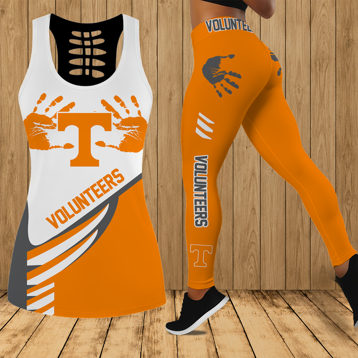 [FAN FAVORITE] NEW CUSTOMIZED NCAA FBS01 TNV TENNESSEE VOLUNTEERS HOLLOW TANK TOP & LEGGINGS SET