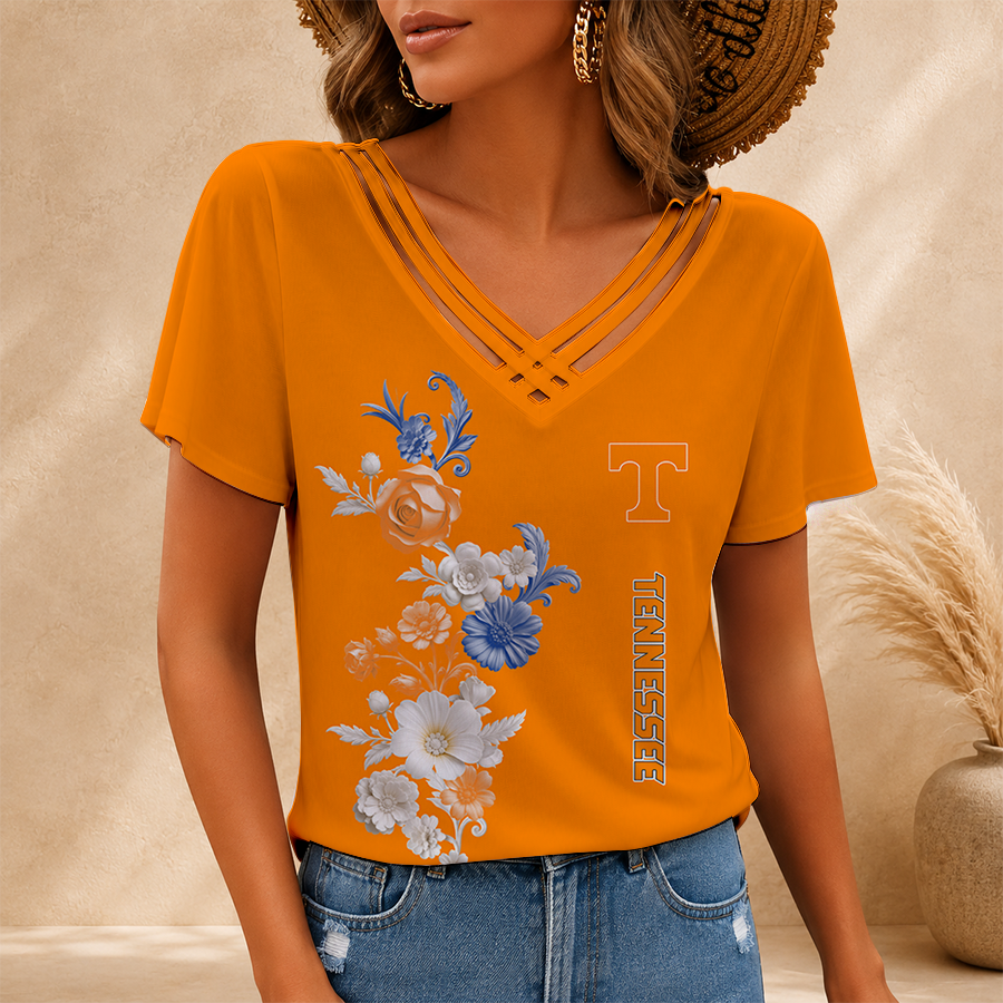 [FAN FAVORITE] NEW CUSTOMIZED NCAA FBS01 TNV TENNESSEE VOLUNTEERS V-NECK SHIRT