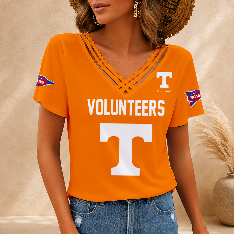 [FAN FAVORITE] NEW CUSTOMIZED NCAA FBS01 TNV TENNESSEE VOLUNTEERS V-NECK SHIRT
