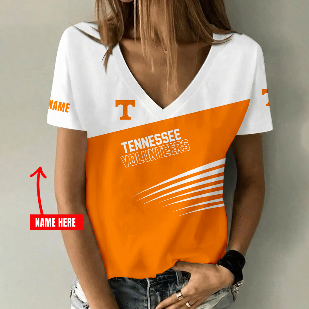 [FAN FAVORITE] NEW CUSTOMIZED NCAA FBS01 TNV TENNESSEE VOLUNTEERS V-NECK FEMALE SHIRT