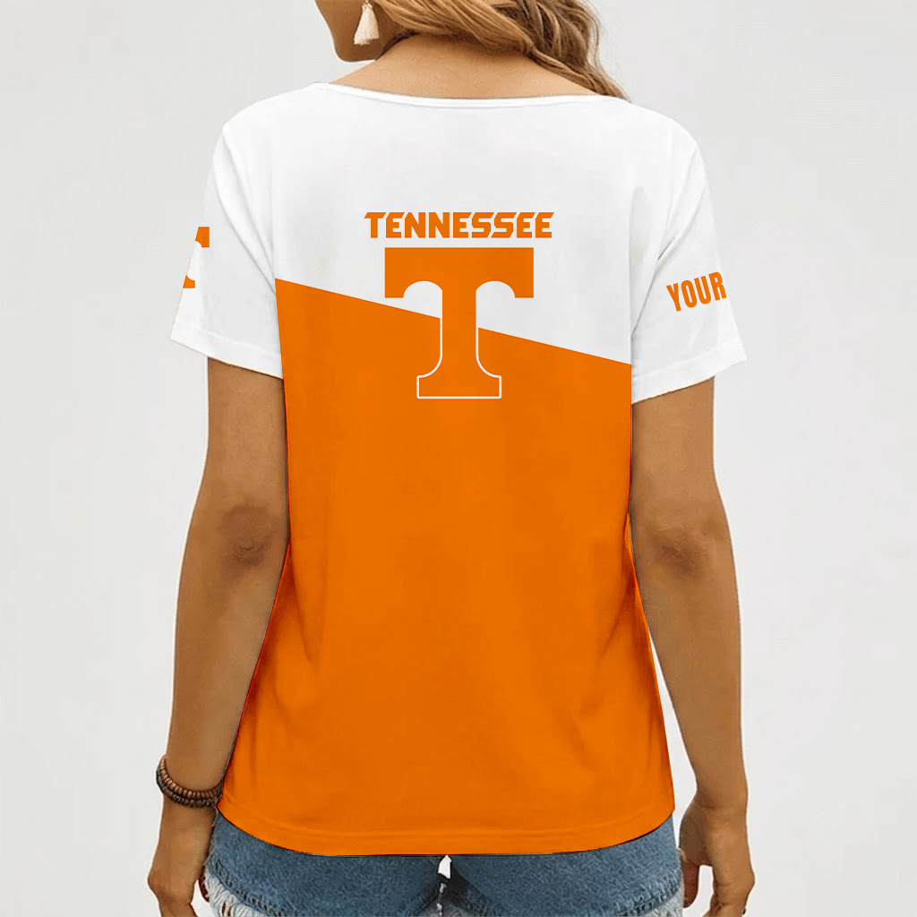 [FAN FAVORITE] NEW CUSTOMIZED NCAA FBS01 TNV TENNESSEE VOLUNTEERS V-NECK FEMALE SHIRT