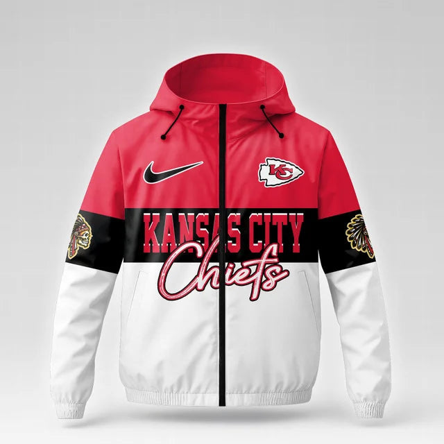 [SPECIAL OFFER] NEW CUSTOMIZED NFL01 KCC KANSAS CITY CHIEFS WINDBREAKER JACKET