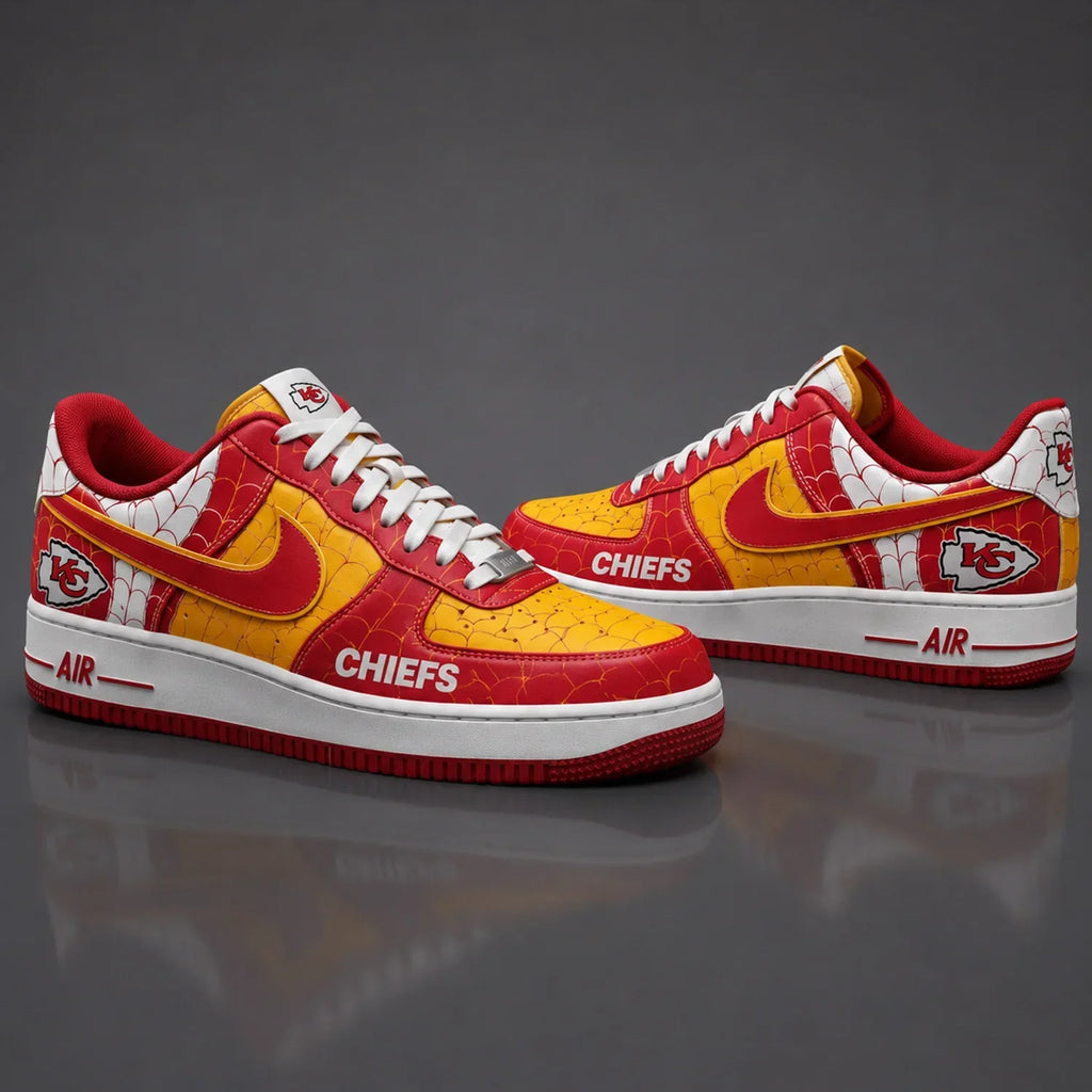 [SPECIAL OFFER] NEW CUSTOMIZED NFL01 KCC KANSAS CITY CHIEFS x SPIDER AF1 SHOES