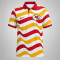 [SPECIAL OFFER] NEW CUSTOMIZED NFL01 KCC KANSAS CITY CHIEFS STRIPED POLO SHIRT
