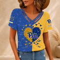 [FAN FAVORITE] NEW CUSTOMIZED NCAA FBS02 PIP PITTSBURGH PANTHERS V-NECK SHIRT