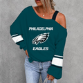 [SPECIAL OFFER] NEW CUSTOMIZED NFL02 PPE PHILADELPHIA EAGLES WOMEN'S OFF-SHOULDER LONG SLEEVE SHIRT