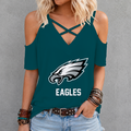 [SPECIAL OFFER] NEW CUSTOMIZED NFL02 PPE PHILADELPHIA EAGLES CRISS CROSS V-NECK TOP