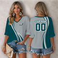 [SPECIAL OFFER] NEW CUSTOMIZED NFL02 PPE PHILADELPHIA EAGLES WOMEN'S HEART V-NECK LONG SLEEVE SHIRT
