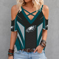 [SPECIAL OFFER] NEW CUSTOMIZED NFL02 PPE PHILADELPHIA EAGLES CRISS CROSS V-NECK TOP