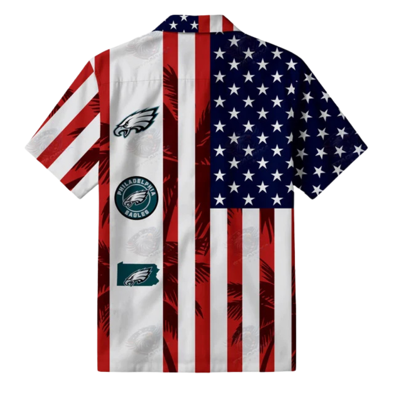 [SPECIAL OFFER] NEW CUSTOMIZED NFL02 PPE PHILADELPHIA EAGLES PATRIOTIC 250 USA HAWAIIAN SHIRT