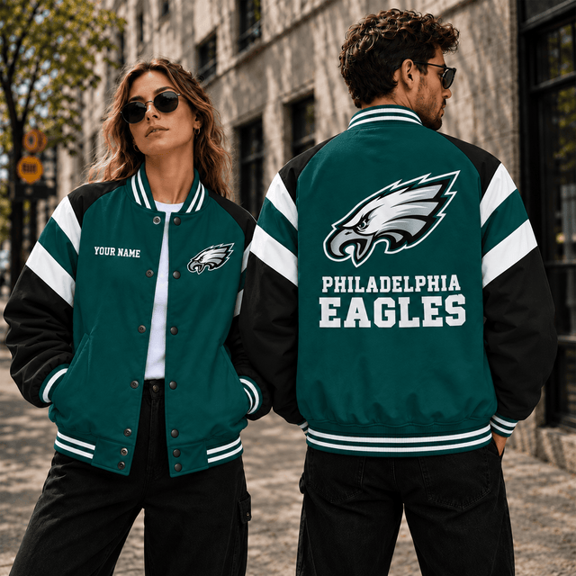 [SPECIAL OFFER] NEW CUSTOMIZED NFL02 PPE PHILADELPHIA EAGLES SATIN VARSITY & BASEBALL JACKET