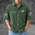 [SPECIAL OFFER] NEW CUSTOMIZED NFL02 PPE PHILADELPHIA EAGLES SEERSUCKER BUTTON SHIRT