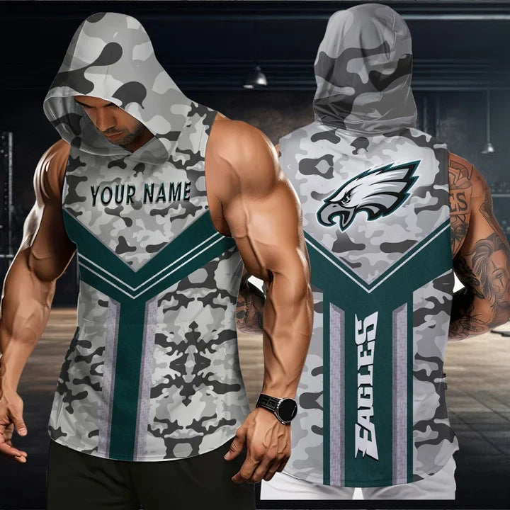 [SPECIAL OFFER] NEW CUSTOMIZED NFL02 PPE PHILADELPHIA EAGLES HOODED TANK TOP