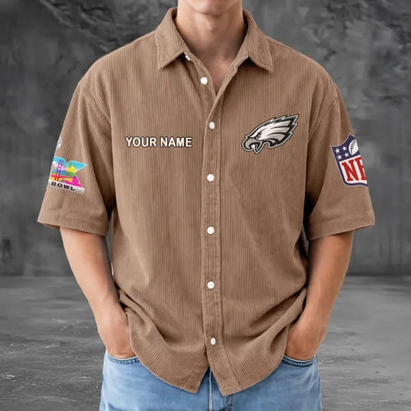[SPECIAL OFFER] NEW CUSTOMIZED NFL02 PPE PHILADELPHIA EAGLES SEERSUCKER BUTTON SHIRT