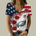 [SPECIAL OFFER] NEW CUSTOMIZED NFL02 PPE PHILADELPHIA EAGLES V-NECK FEMALE SHIRT
