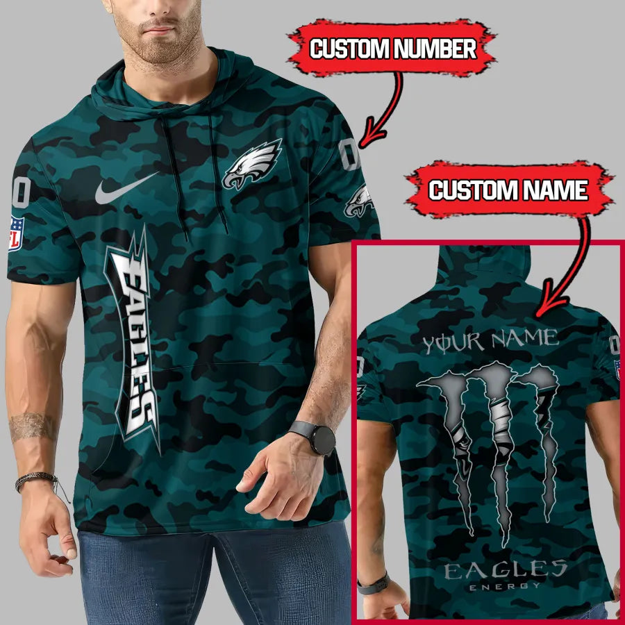 [SPECIAL OFFER] NEW CUSTOMIZED NFL02 PPE PHILADELPHIA EAGLES SHORT SLEEVE HOODIE