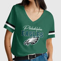 [SPECIAL OFFER] NEW CUSTOMIZED NFL02 PPE PHILADELPHIA EAGLES V-NECK FEMALE SHIRT