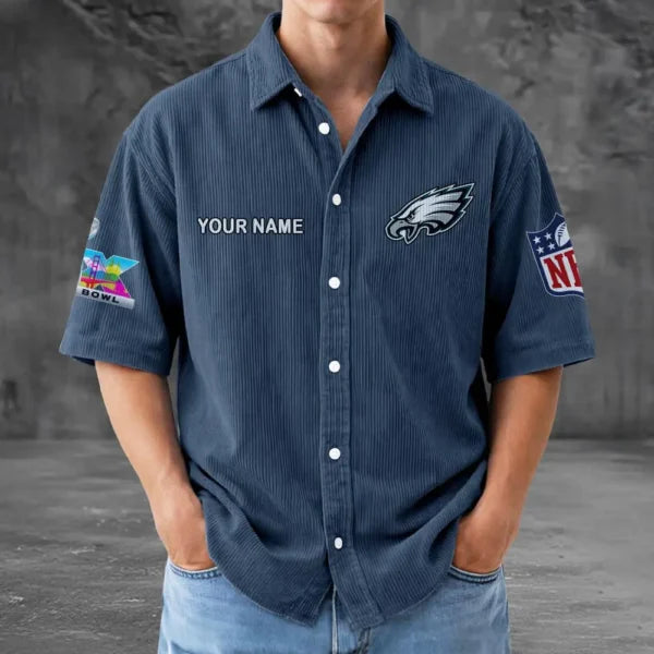 [SPECIAL OFFER] NEW CUSTOMIZED NFL02 PPE PHILADELPHIA EAGLES SEERSUCKER BUTTON SHIRT