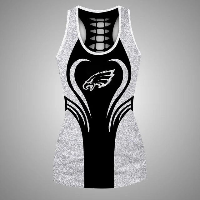 [SPECIAL OFFER] NEW CUSTOMIZED NFL02 PPE PHILADELPHIA EAGLES HOLLOW TANK TOP & LEGGINGS SET