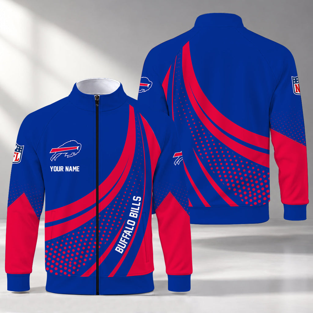 [SPECIAL OFFER] NEW CUSTOMIZED NFL03 BFB BUFFALO BILLS STAND COLLAR JACKET