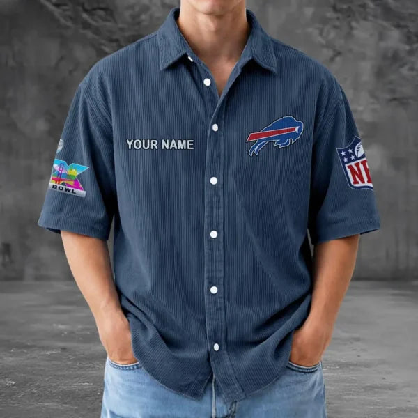 [SPECIAL OFFER] NEW CUSTOMIZED NFL03 BFB BUFFALO BILLS SEERSUCKER BUTTON SHIRT