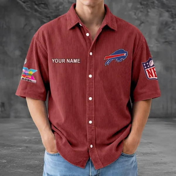 [SPECIAL OFFER] NEW CUSTOMIZED NFL03 BFB BUFFALO BILLS SEERSUCKER BUTTON SHIRT