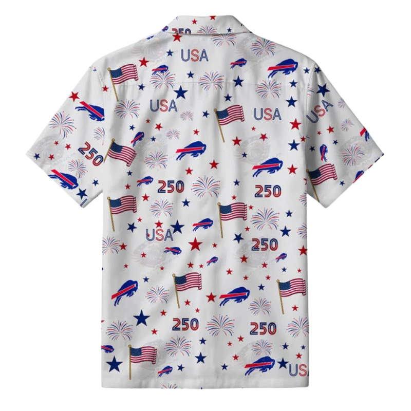 [SPECIAL OFFER] NEW CUSTOMIZED NFL03 BFB BUFFALO BILLS PATRIOTIC 250 USA HAWAIIAN SHIRT