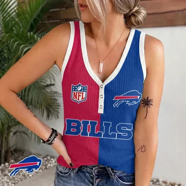 [SPECIAL OFFER] NEW CUSTOMIZED NFL03 BFB BUFFALO BILLS WOMEN'S V-NECK TANK TOP