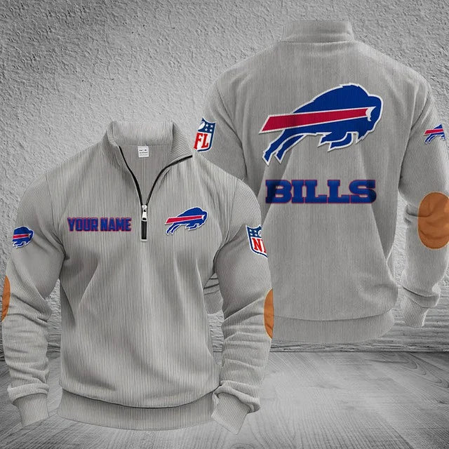 [SPECIAL OFFER] NEW CUSTOMIZED NFL03 BFB BUFFALO BILLS MULTICOLOR STRIPED QUATER ZIP SWEATSHIRT