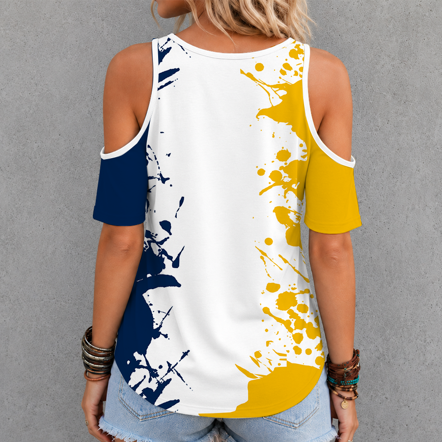 [FAN FAVORITE] NEW CUSTOMIZED NCAA FBS03 MIW MICHIGAN WOLVERINES CRISS CROSS V-NECK TOP