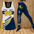 [FAN FAVORITE] NEW CUSTOMIZED NCAA FBS03 MIW MICHIGAN WOLVERINES HOLLOW TANK TOP & LEGGINGS SET