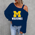 [FAN FAVORITE] NEW CUSTOMIZED NCAA FBS03 MIW MICHIGAN WOLVERINES WOMEN'S OFF-SHOULDER LONG SLEEVE SHIRT