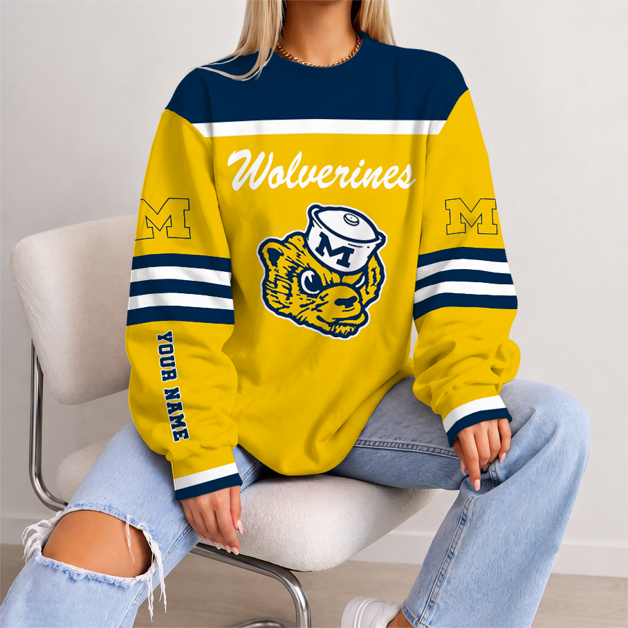 [FAN FAVORITE] NEW CUSTOMIZED NCAA FBS03 MIW MICHIGAN WOLVERINES UNISEX SWEATSHIRT