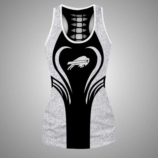 [SPECIAL OFFER] NEW CUSTOMIZED NFL03 BFB BUFFALO BILLS HOLLOW TANK TOP & LEGGINGS SET
