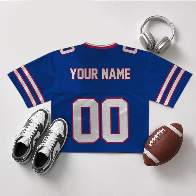 [SPECIAL OFFER] NEW CUSTOMIZED NFL03 BFB BUFFALO BILLS V-NECK JERSEY CROP TOP