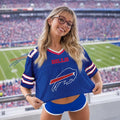 [SPECIAL OFFER] NEW CUSTOMIZED NFL03 BFB BUFFALO BILLS V-NECK JERSEY CROP TOP