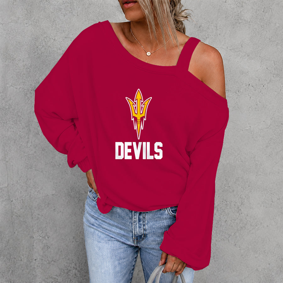 [FAN FAVORITE] NEW CUSTOMIZED NCAA FBS04 ASS ARIZONA STATE SUN DEVILS WOMEN'S OFF-SHOULDER LONG SLEEVE SHIRT