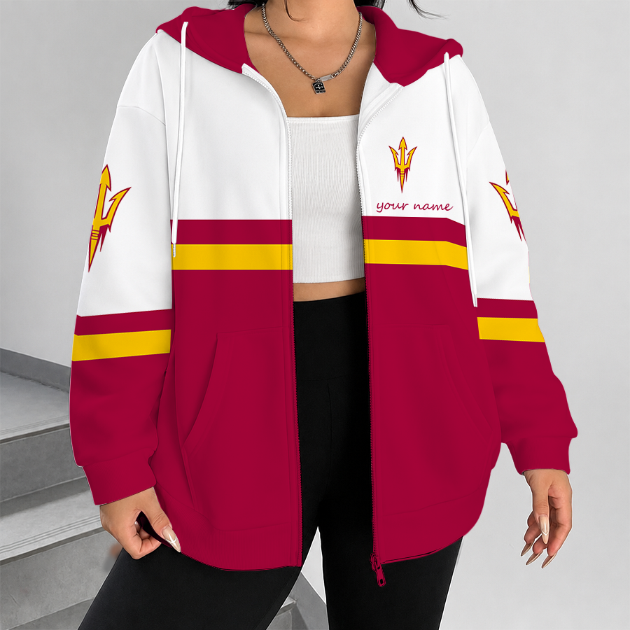 [FAN FAVORITE] NEW CUSTOMIZED NCAA FBS04 ASS ARIZONA STATE SUN DEVILS ZIP HOODIE